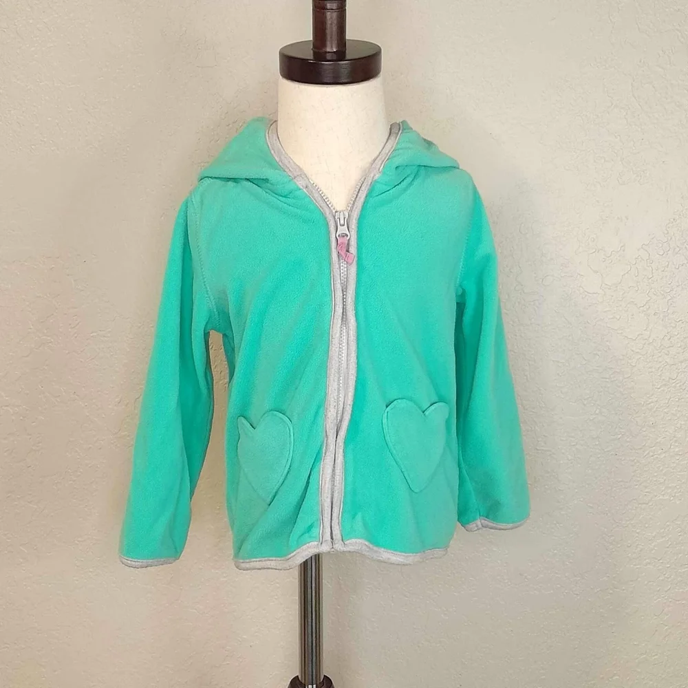 Carter’s Mint Green Soft Heart Pocket Hoodie Sweatshirt Jacket (24M)